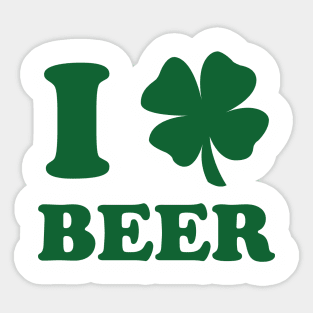 I Shamrock Beer Green Print Sticker